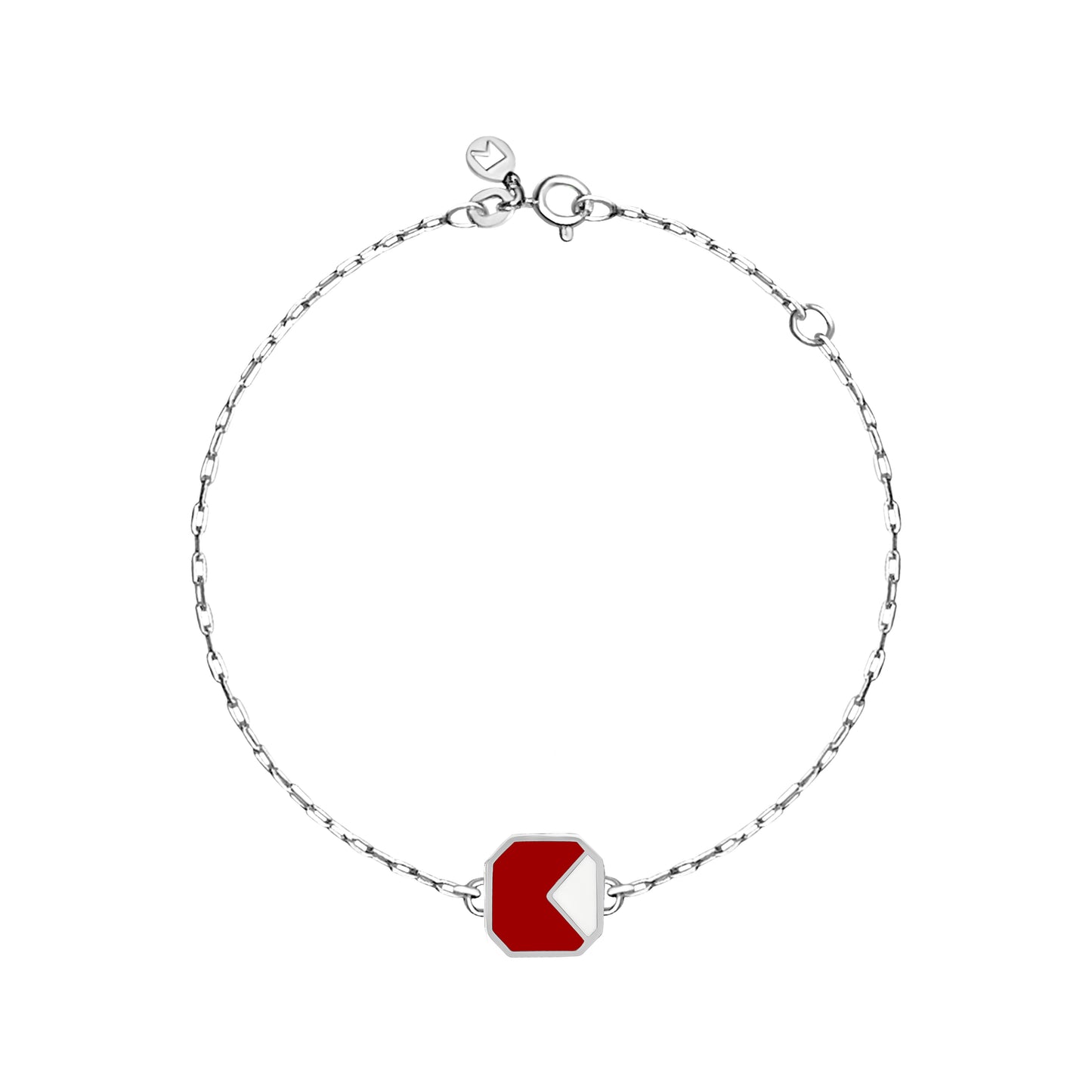 bracelet with red and white enamel and chainlink