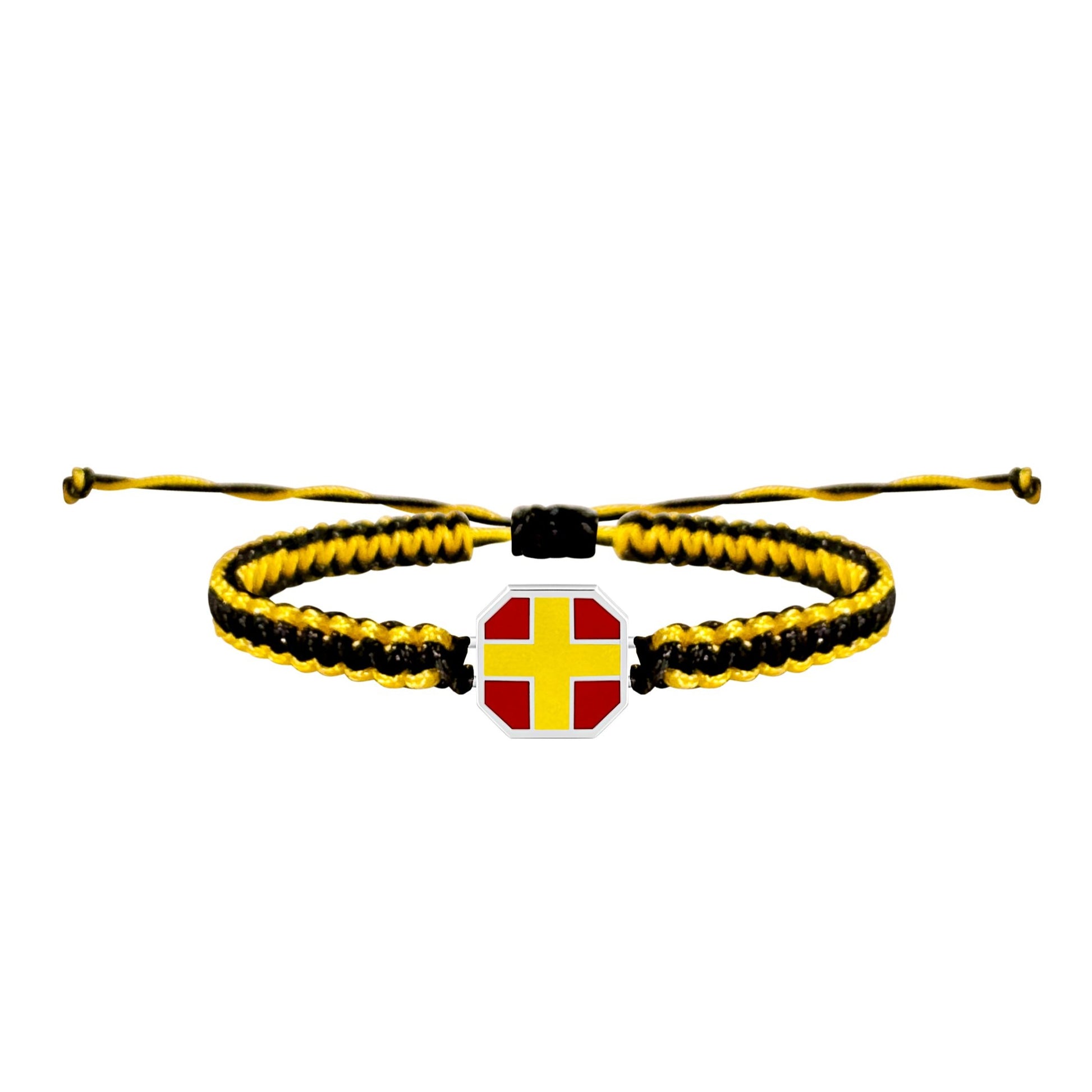 Braided bracelet with yellow and red charm