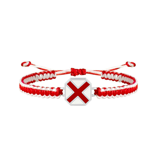 Red and white braided bracelet